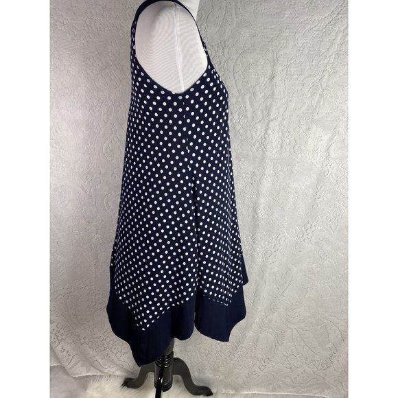 Navy Blue White Polka Dot Women's Dress Size 4 Sleeveless Career En Focus Studio - Picture 5 of 8